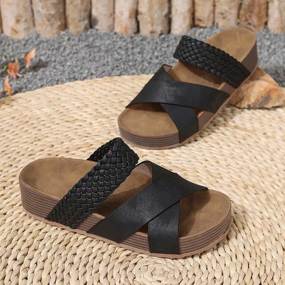 Womens Summer Sandals Criss Cross Slides