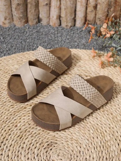 Womens Summer Sandals Criss Cross Slides