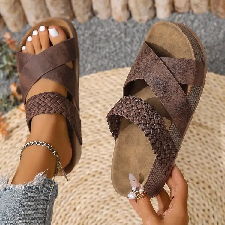 Womens Summer Sandals Criss Cross Slides