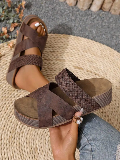 Womens Summer Sandals Criss Cross Slides