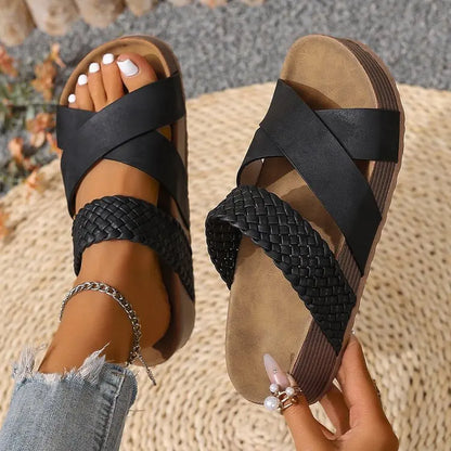 Womens Summer Sandals Criss Cross Slides