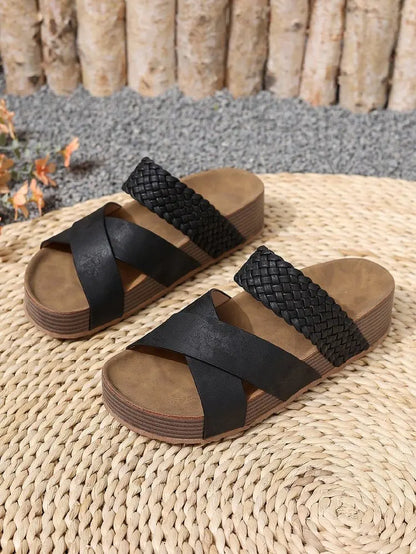 Womens Summer Sandals Criss Cross Slides