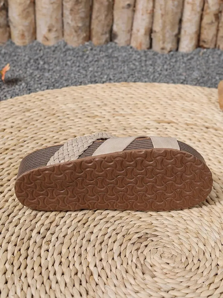 Womens Summer Sandals Criss Cross Slides