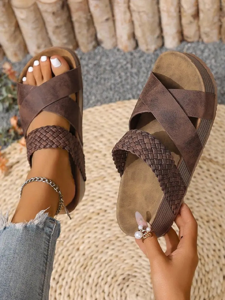 Womens Summer Sandals Criss Cross Slides