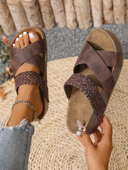 Womens Summer Sandals Criss Cross Slides