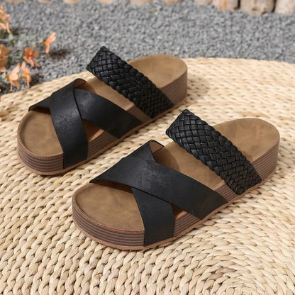 Womens Summer Sandals Criss Cross Slides