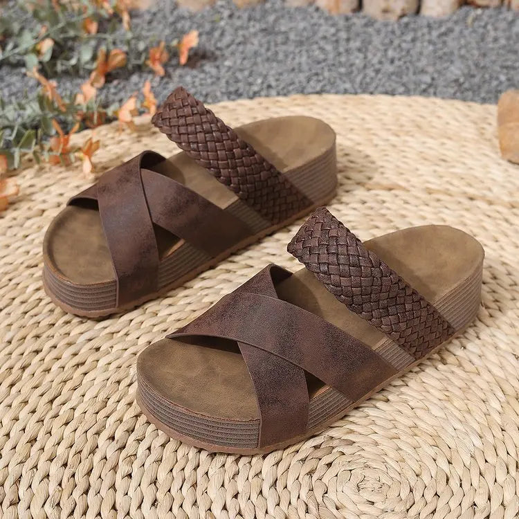Womens Summer Sandals Criss Cross Slides