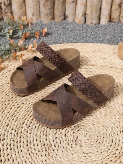 Womens Summer Sandals Criss Cross Slides